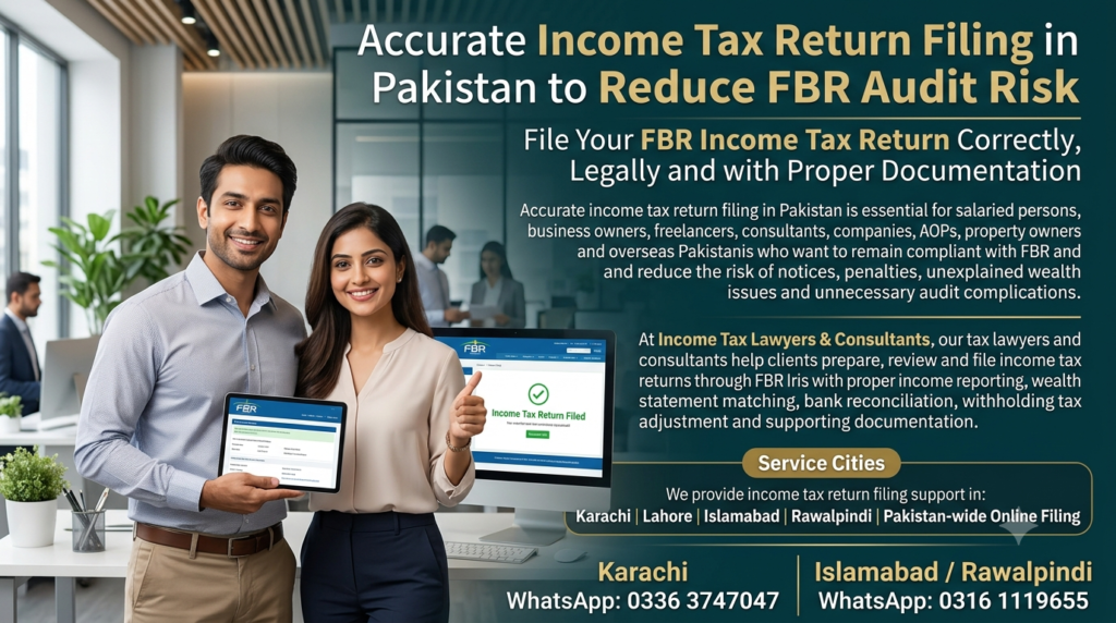 Income tax return filing Pakistan through FBR Iris by tax lawyers